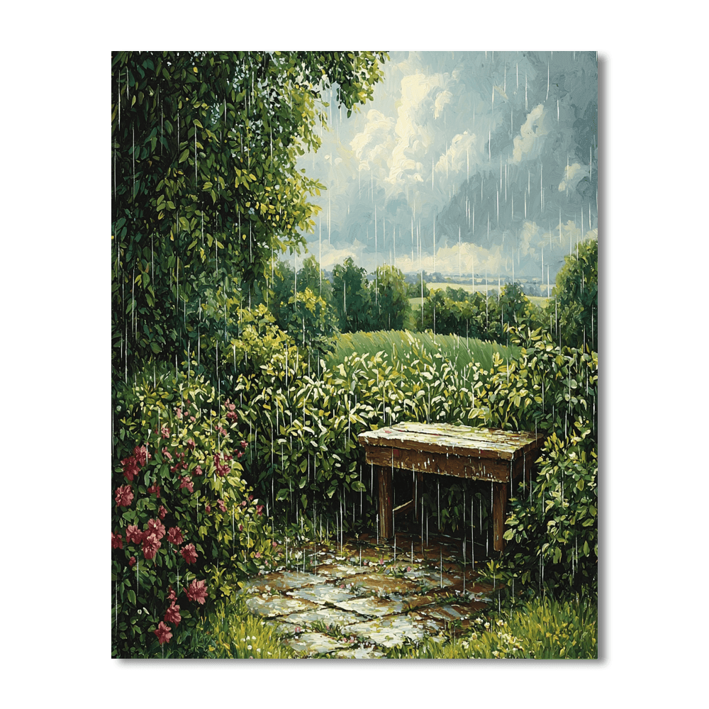 John Constable Inspired Garden Under Rain  Paint By Color