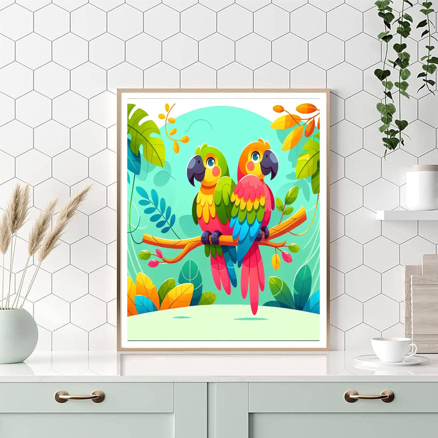 Playful Parrot Adventure Paint By Numbers Art