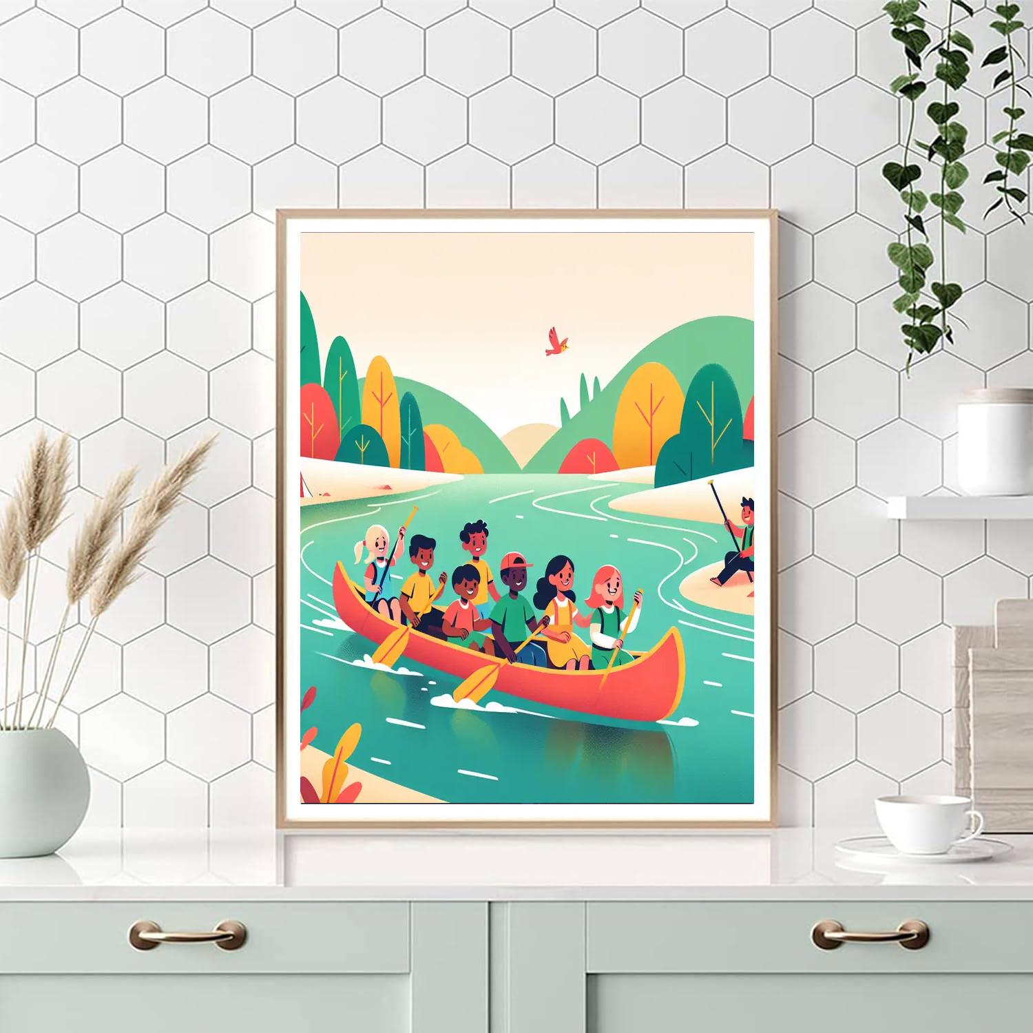 Riverside Canoe Adventure Paint By Numbers Art