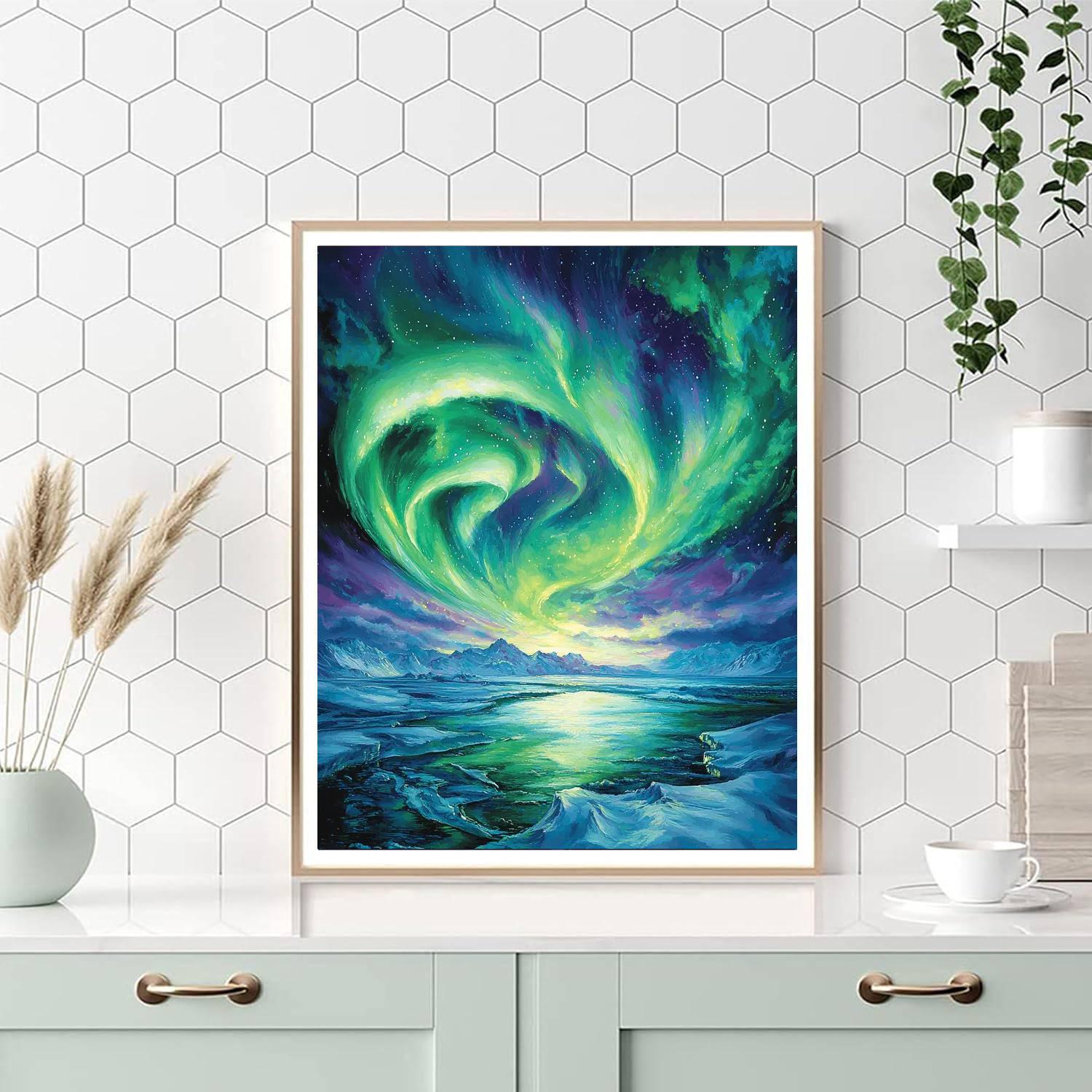 Georges Seurat Inspired Aurora Borealis Fantasia  Numbered Painting Kits