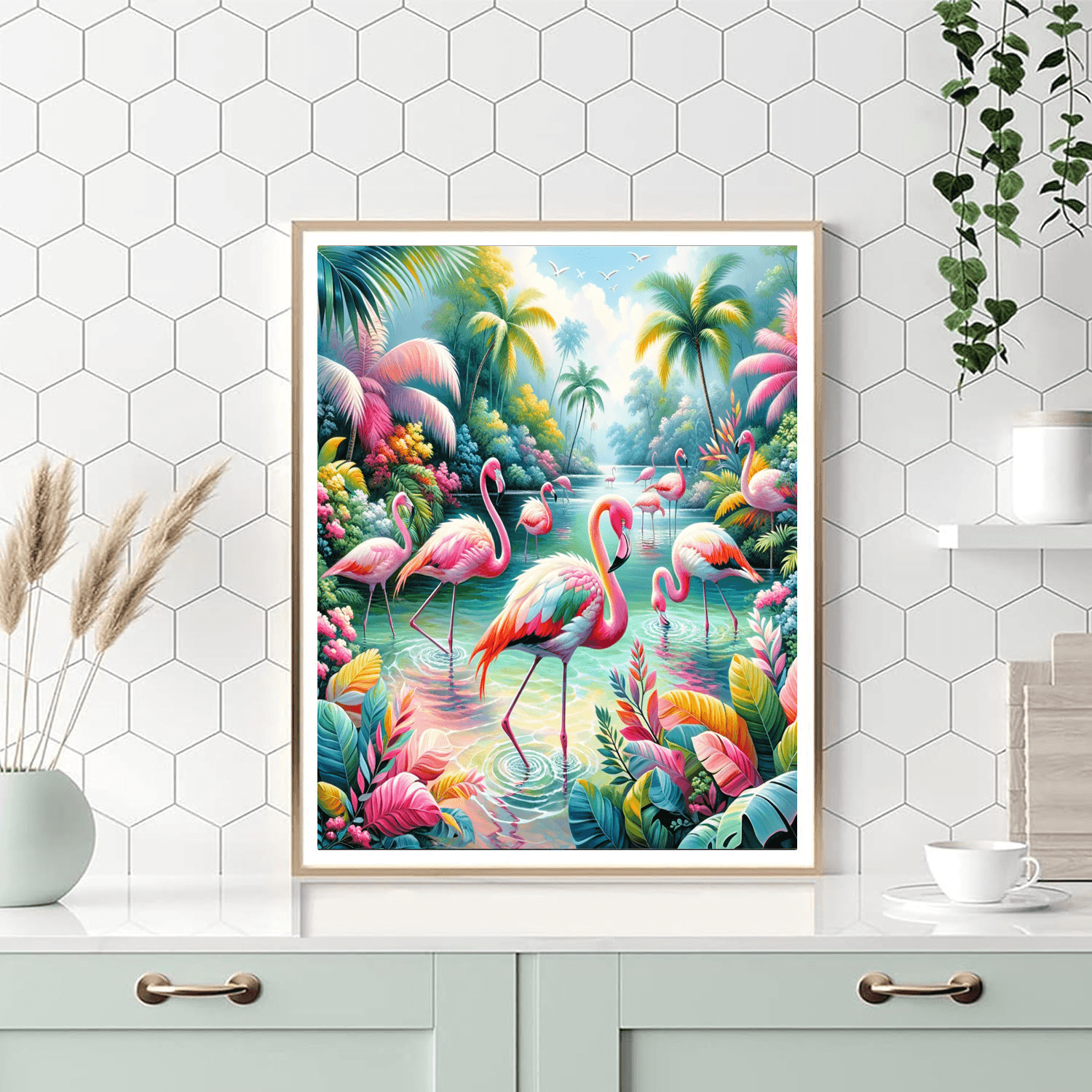 Exotic Flamingo Paradise Numbered Painting Kits