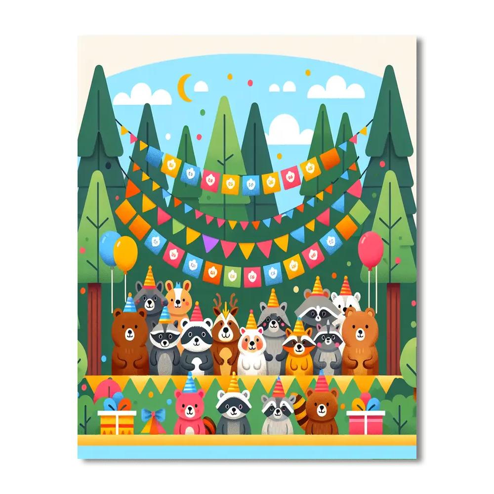 Friendly Forest Fiesta Paint By Numbers Art