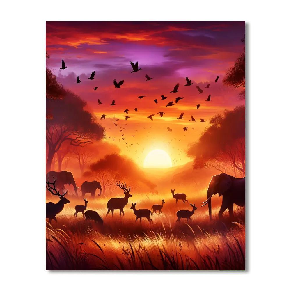 Exotic Safari Dawn DIY Paint By Numbers