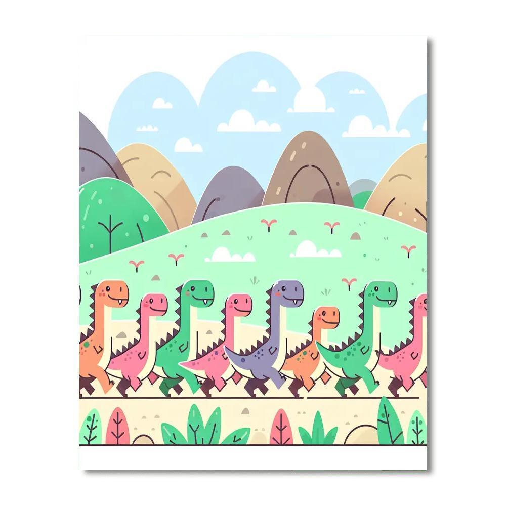 Friendly Dinosaurs Parade Paint By Number