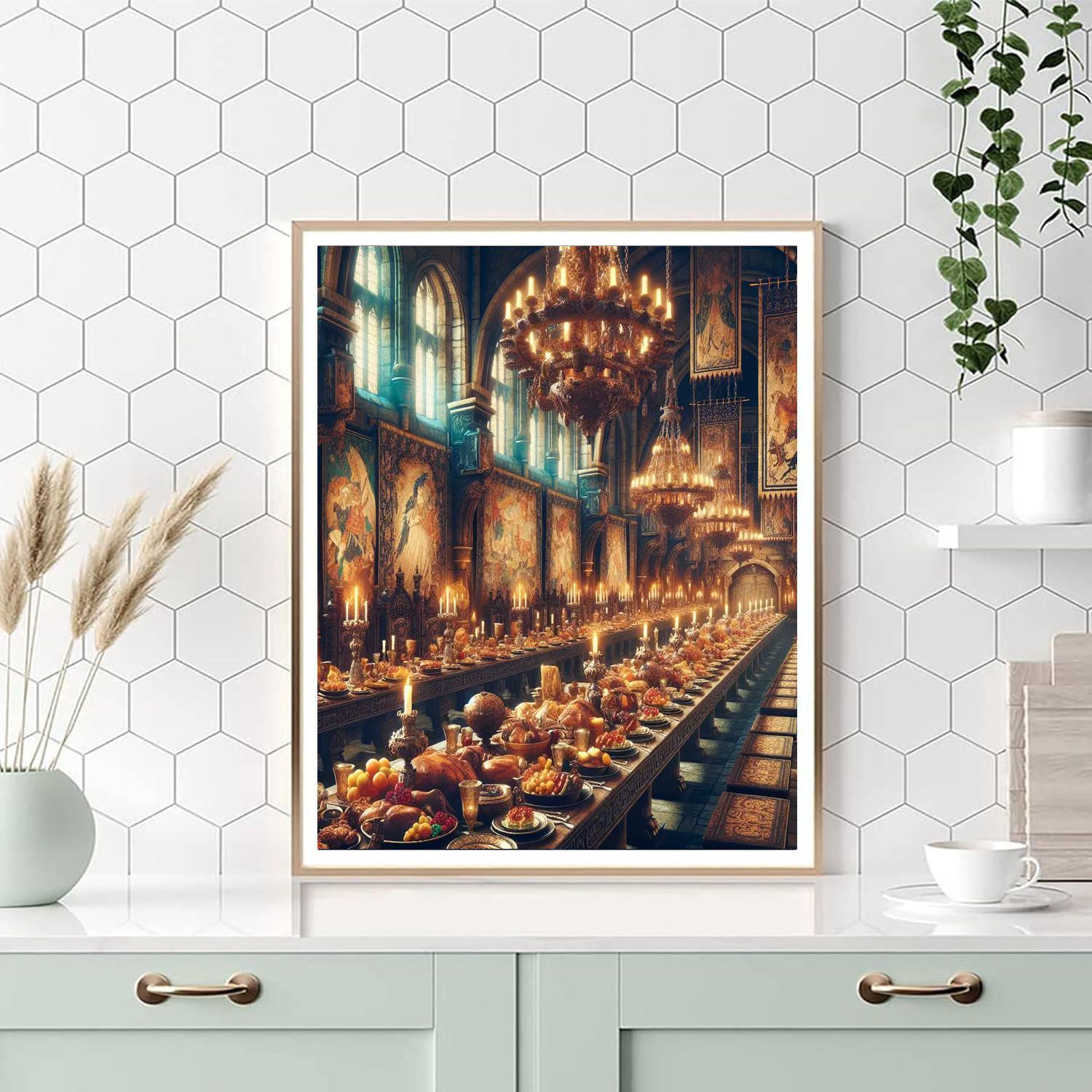 Medieval Banquet Hall Grandeur Paint By Number
