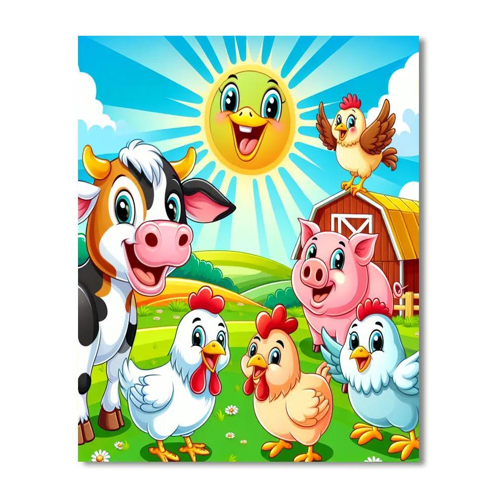 Cheerful Farmyard Fun Paint By Color