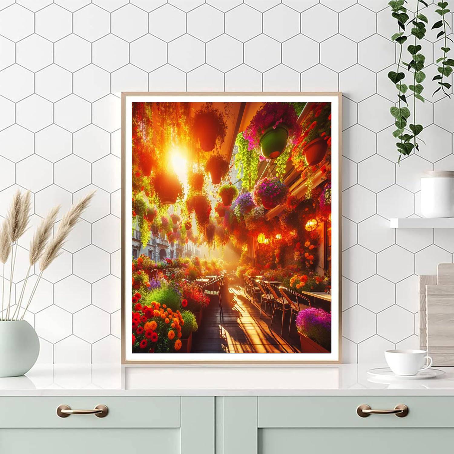 Sunlit Floral Terrace Number Painting