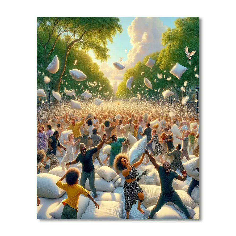 Pillow Fight Day Paint By Numbers Art
