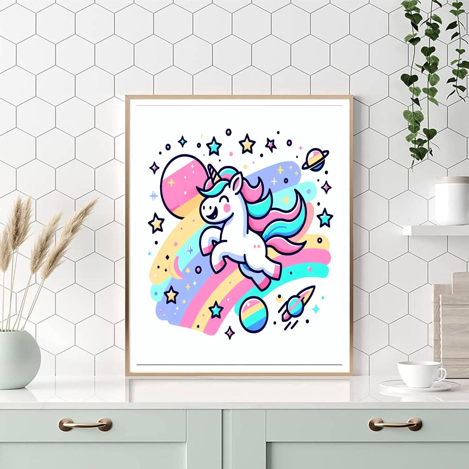 Happy Space Unicorn Number Painting