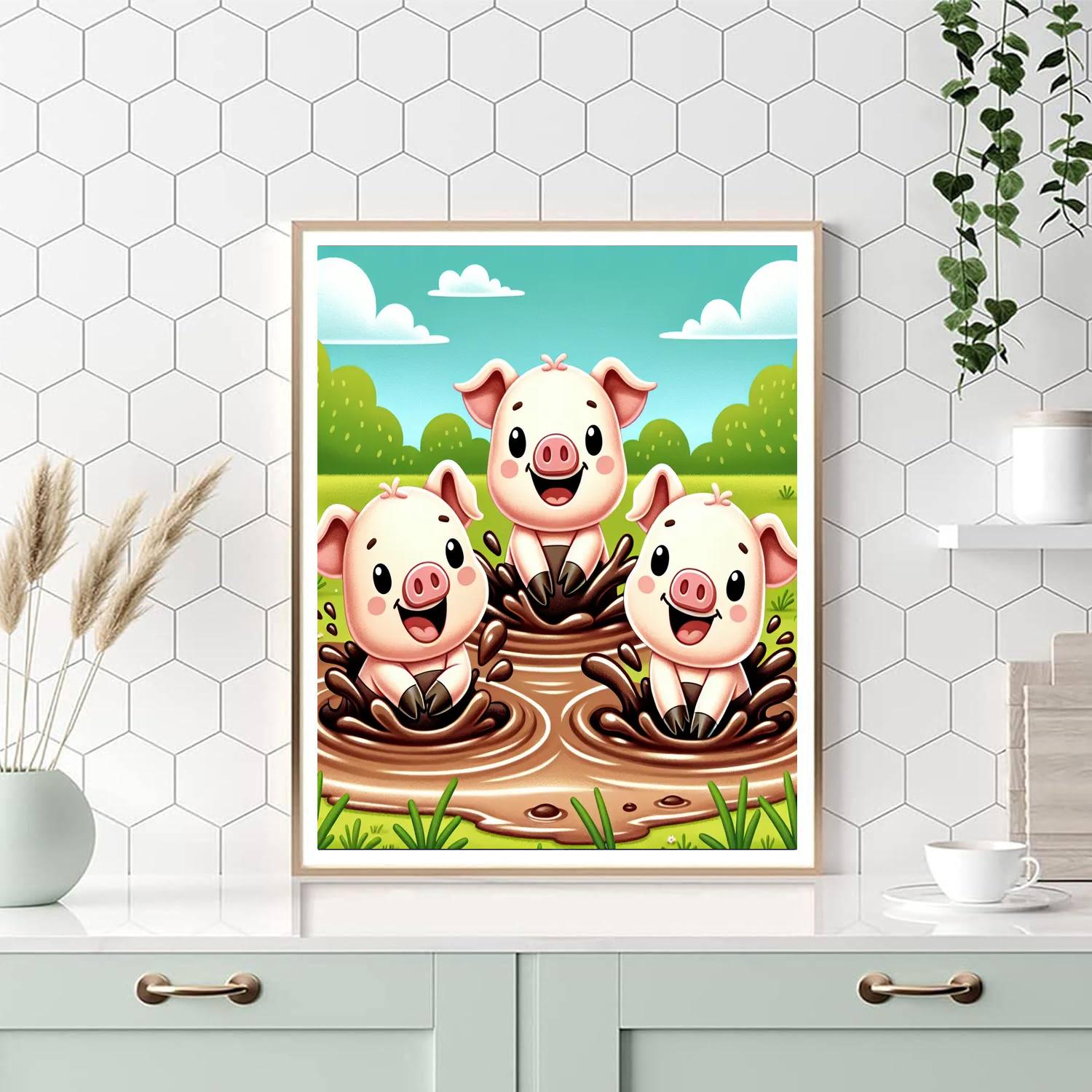Playful Piglets Number Painting
