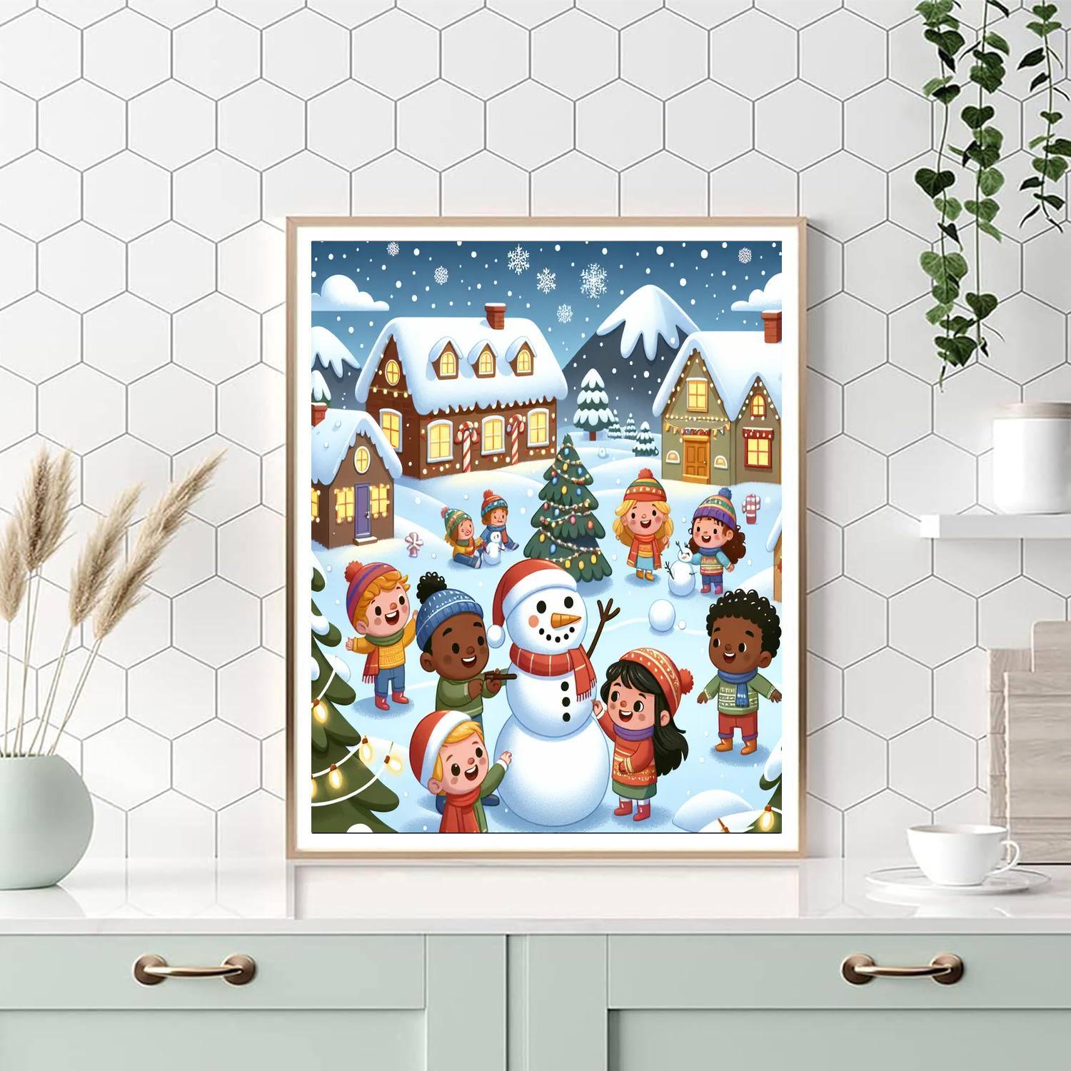 Jolly Christmas Village Paint By Numbers Art