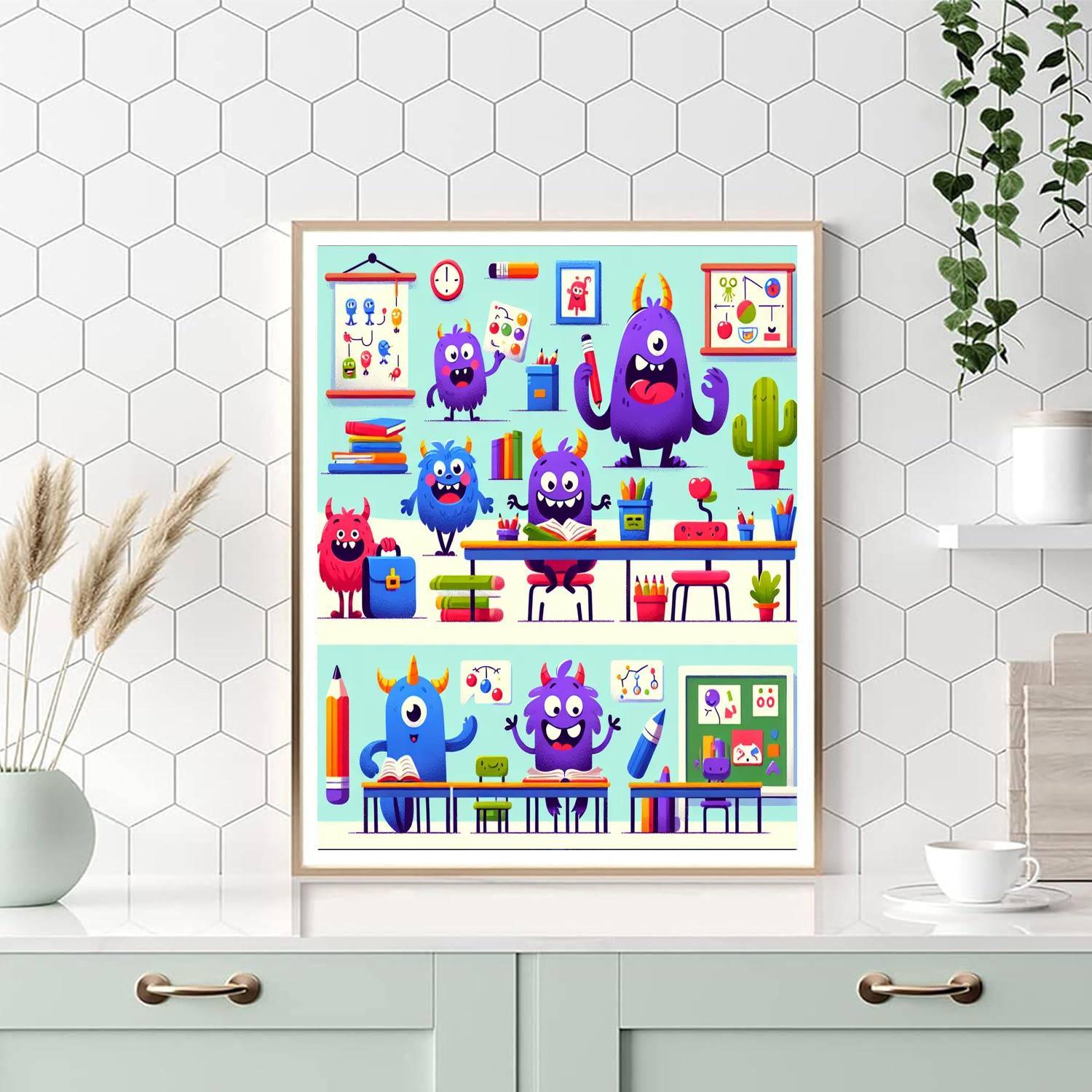 Funny Monsters At School Paint By Numbers Kits
