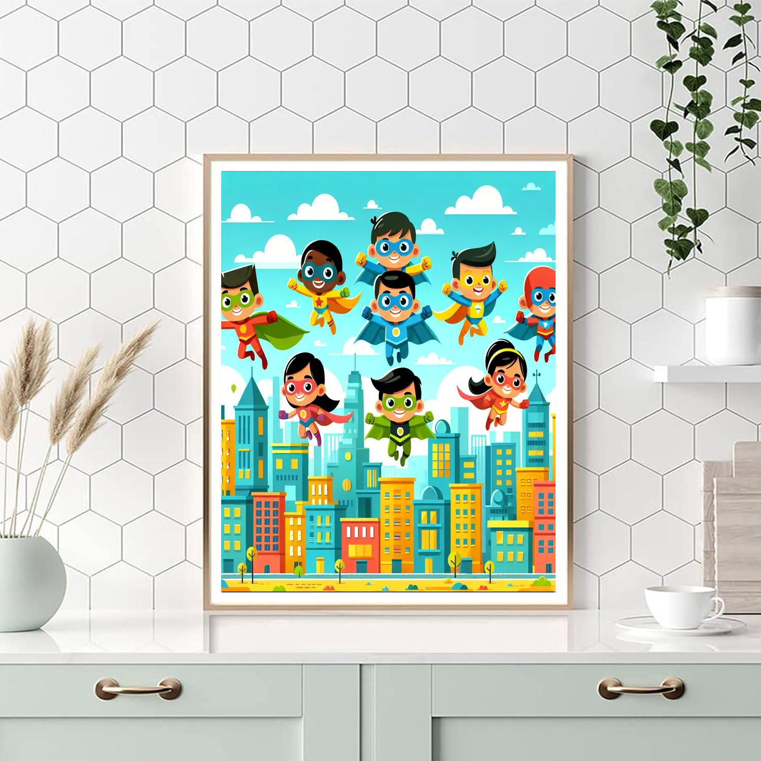 Joyful Superhero Squad Paint By Numbers