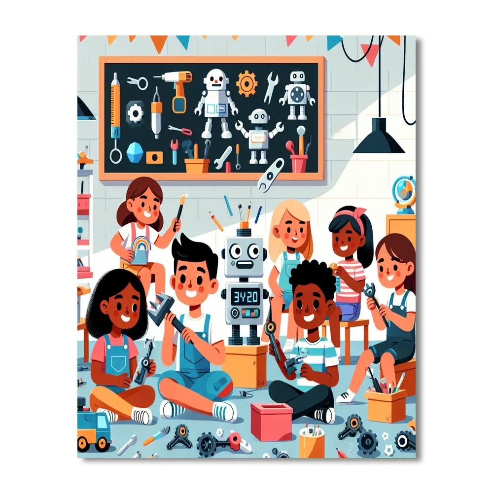 Robot Building Workshop Number Painting