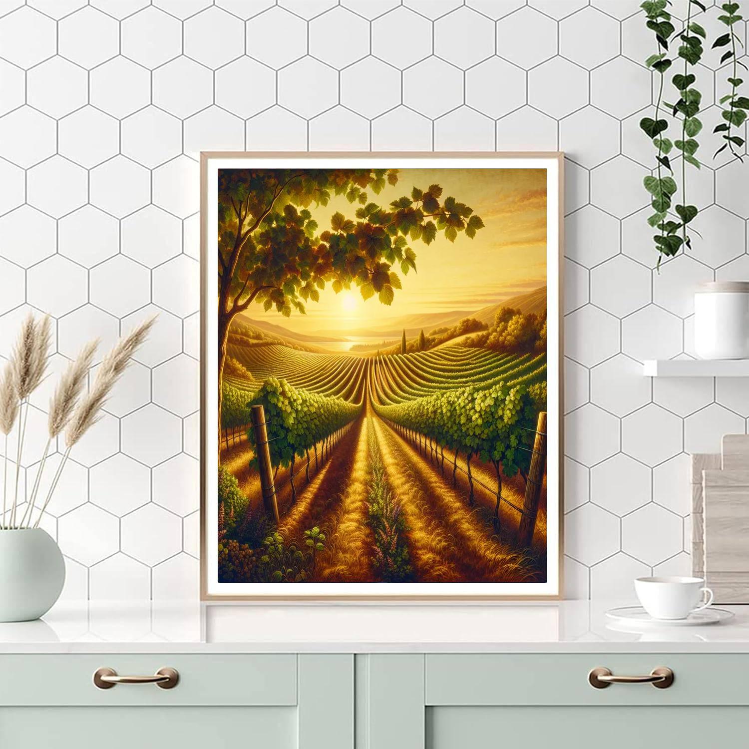 Elegant Vineyard Vista Numbered Painting Kits