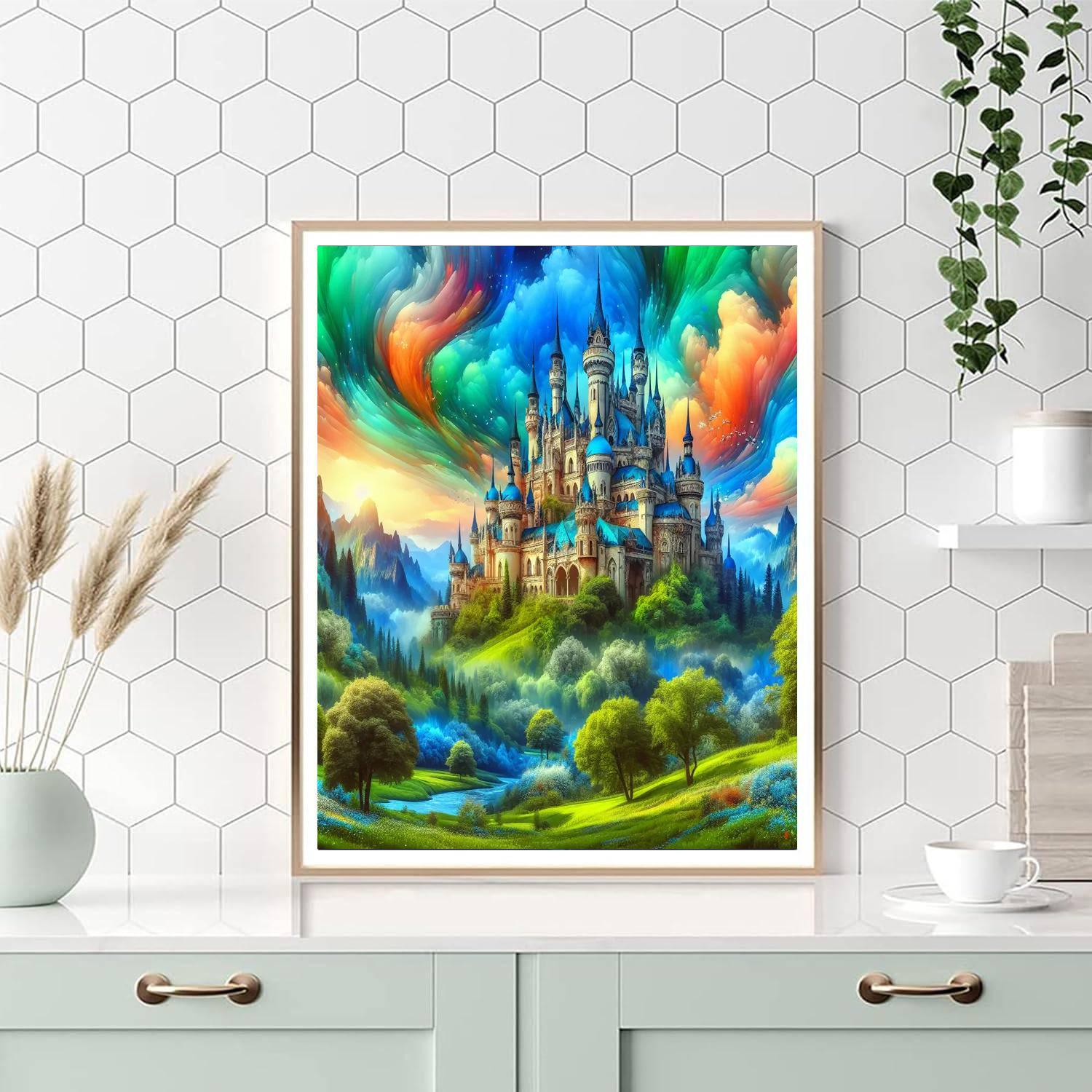 Fairytale Castle On A Hill DIY Paint By Numbers