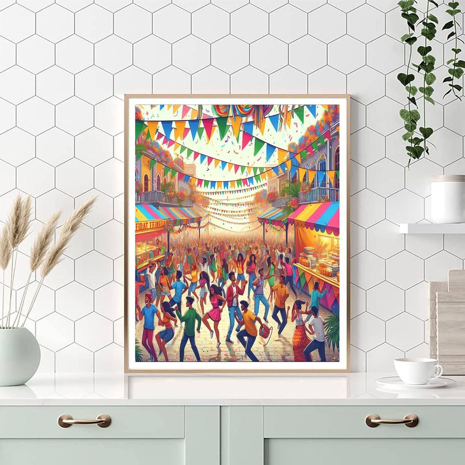 Lively Street Festival Painting By Numbers Kit