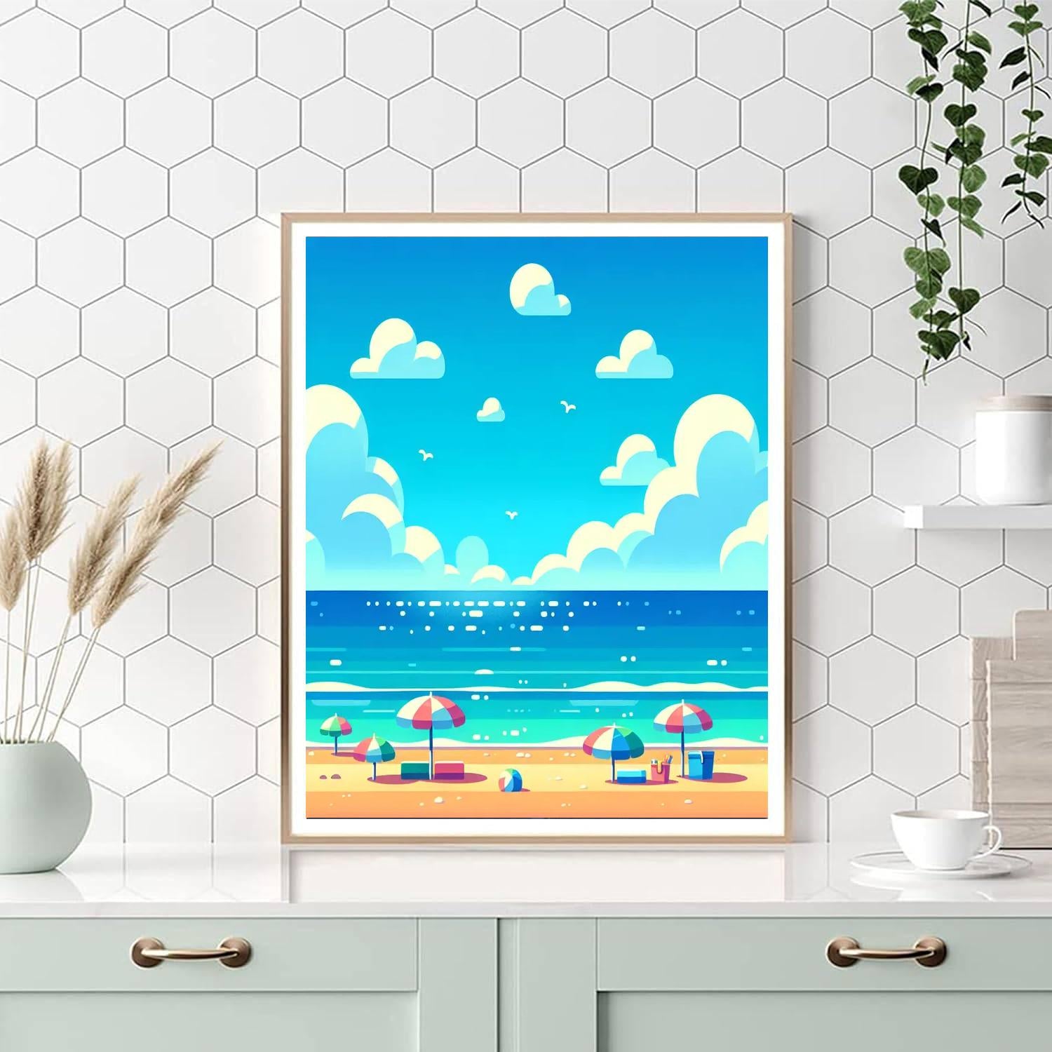 Peaceful Beach Day Painting Number Kit