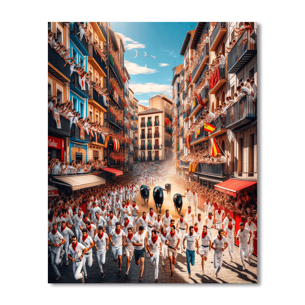 Running Of The Bulls Painting Number Kit