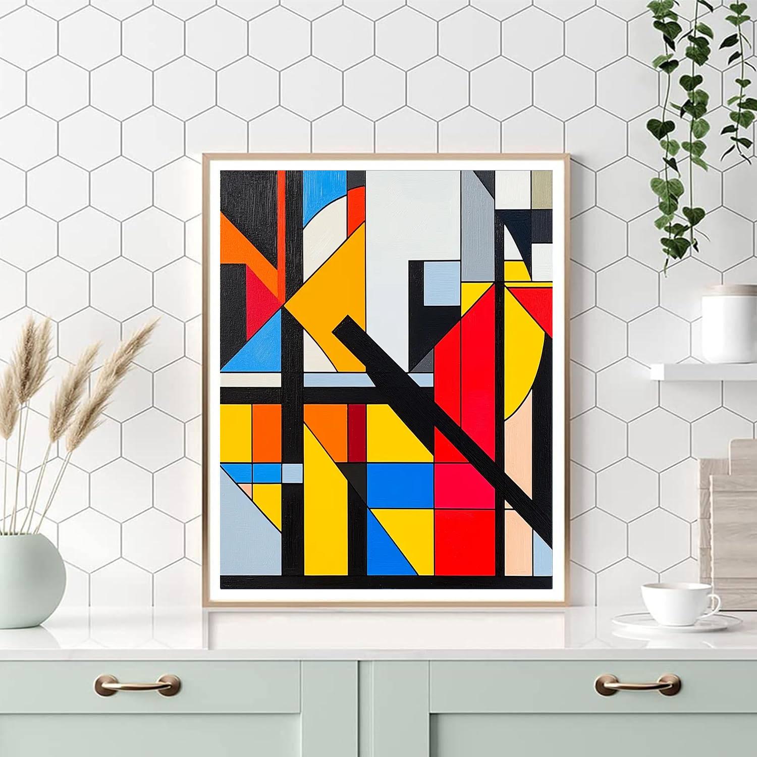 Piet Mondrian Inspired Colorful Abstract Cityscape  Paint By Numbers Kits