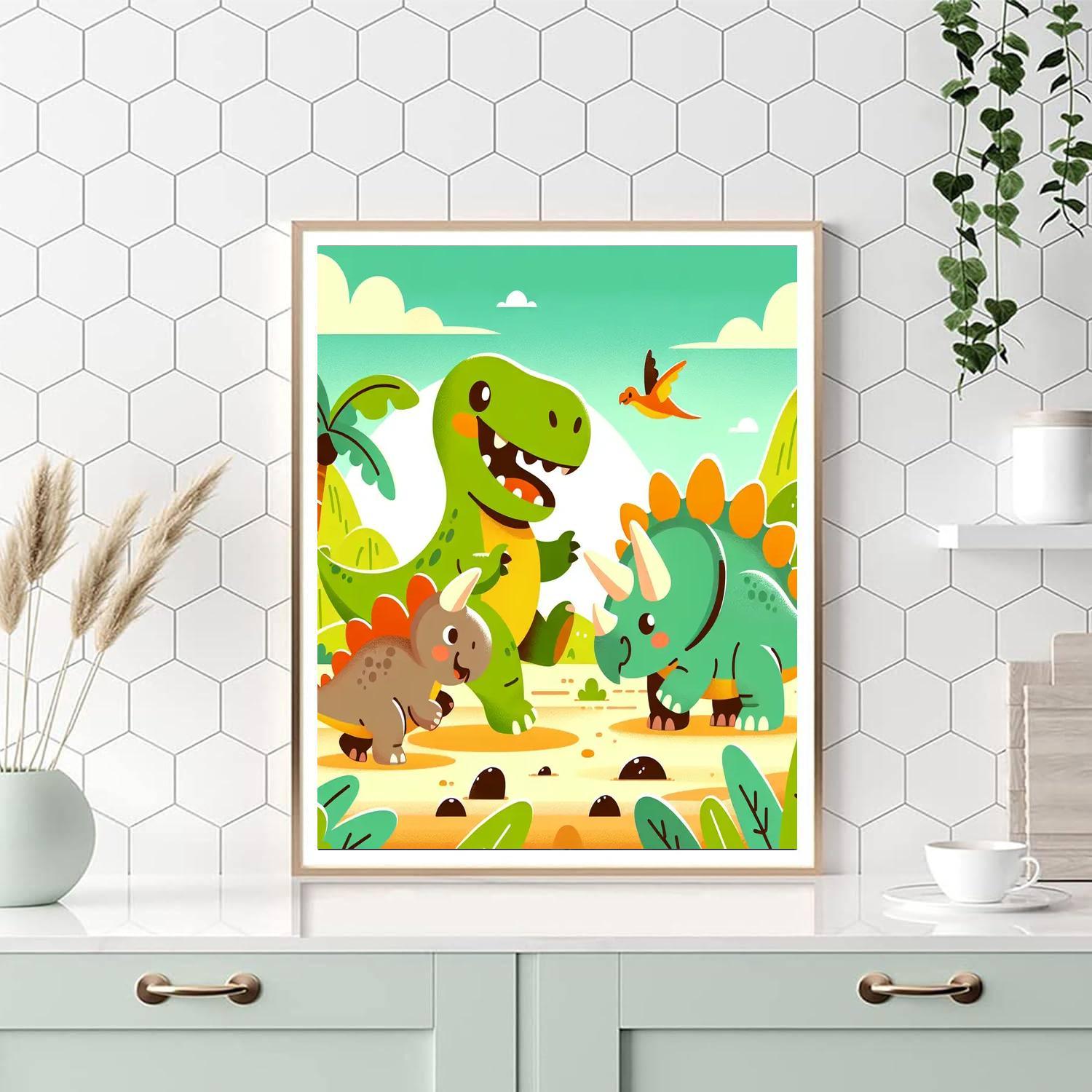 Happy Dinoland Adventure Numbered Painting Kits