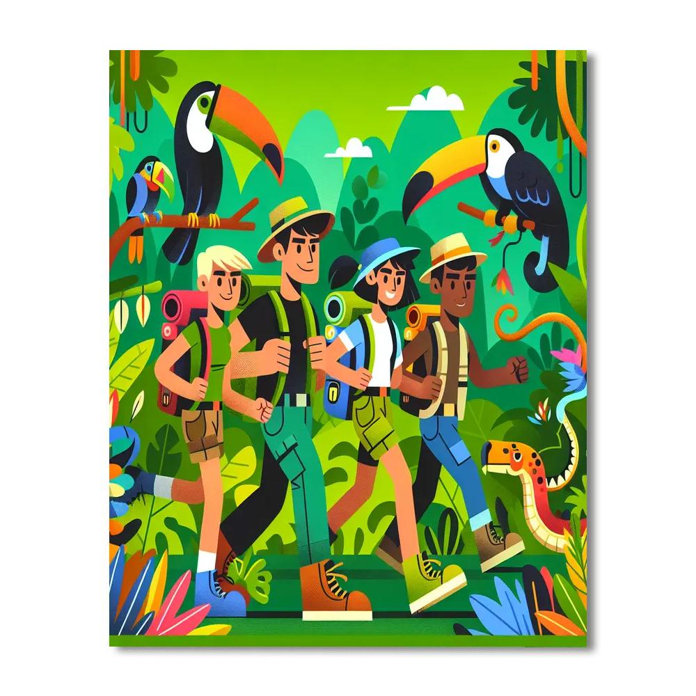 Explorers' Jungle Journey Paint By Numbers Art