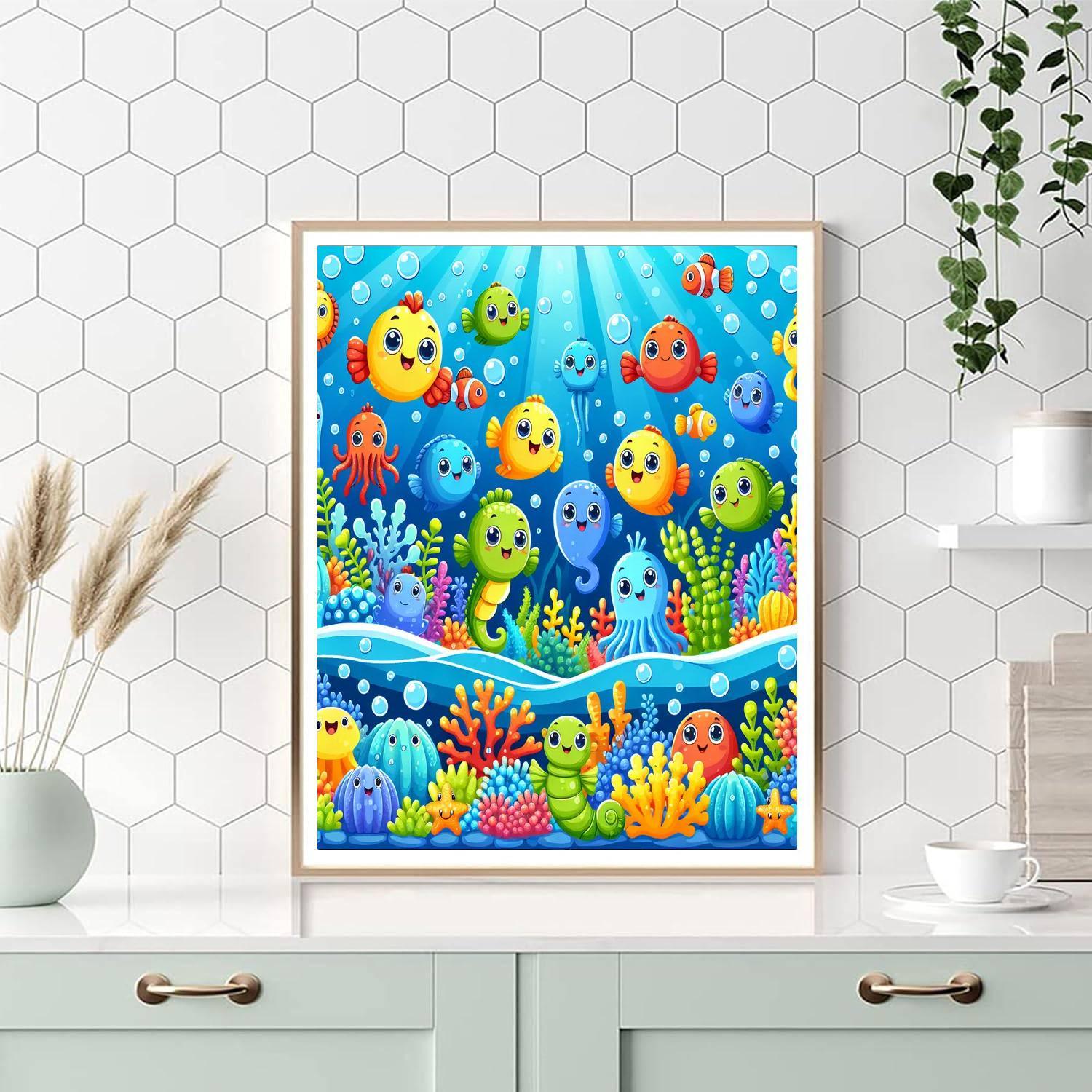Cute Sea Creatures Painting Number Kit