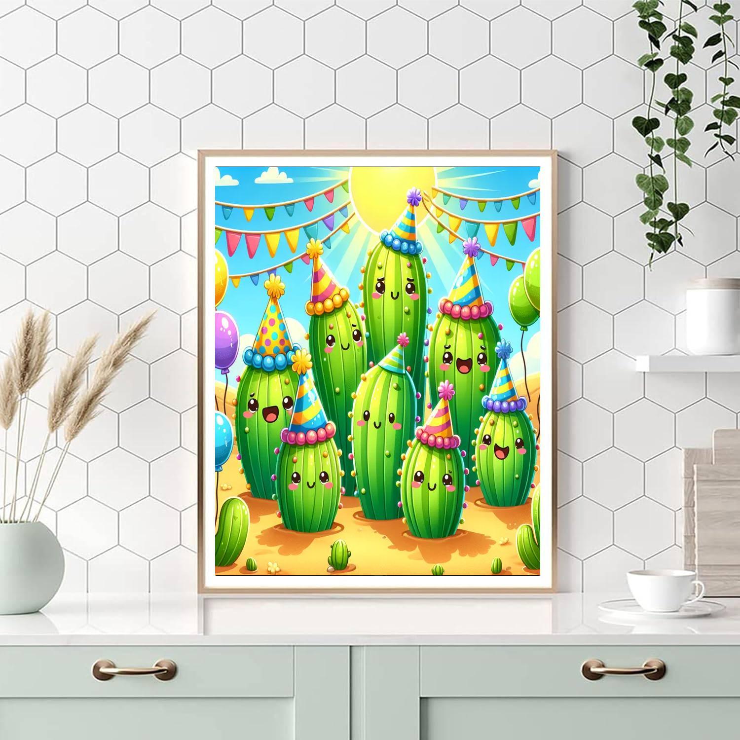 Cheerful Cactus Party Paint By Numbers Art