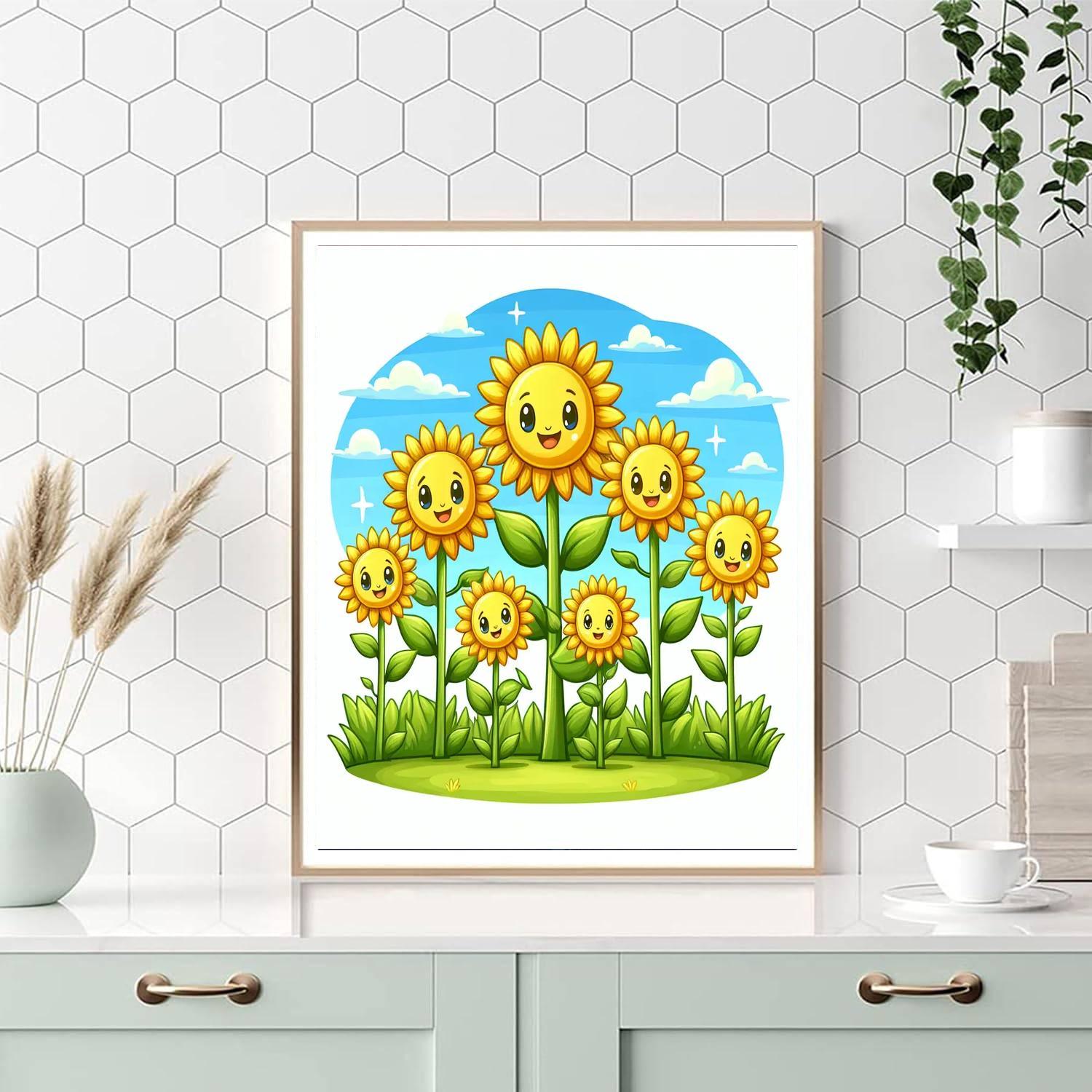 Cheerful Sunflower Family Paint By Numbers Art
