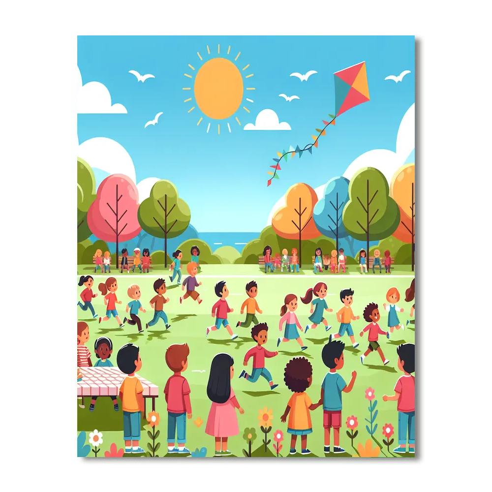 Cheerful Park Day Painting By Numbers Kit