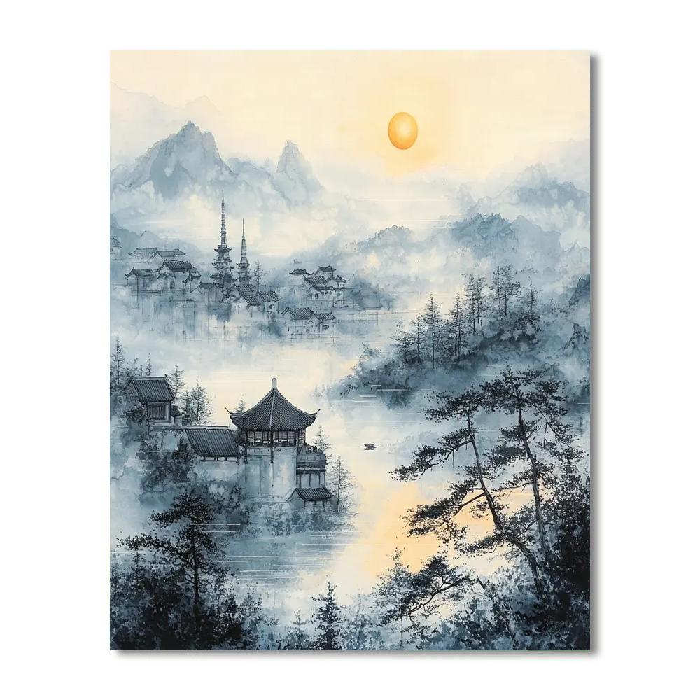 Zhao Mengfu Inspired Harmony Of Light And Shadow  Paint By Number