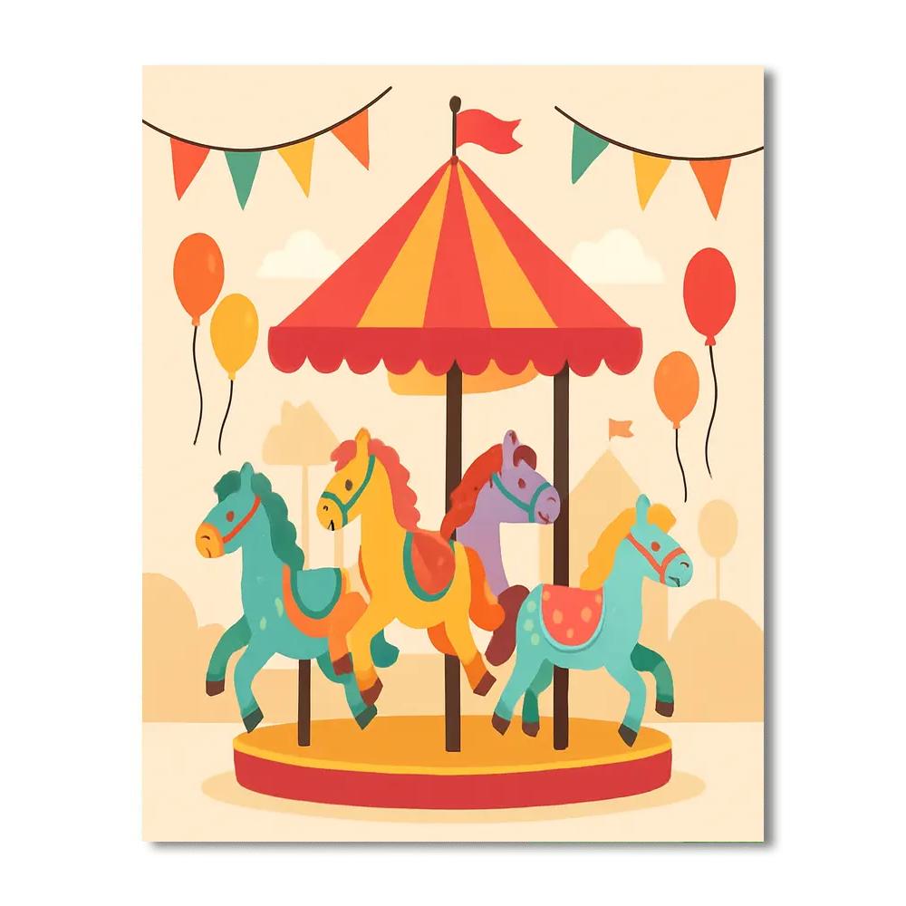Rainbow Color Carousel Painting By Numbers Kit