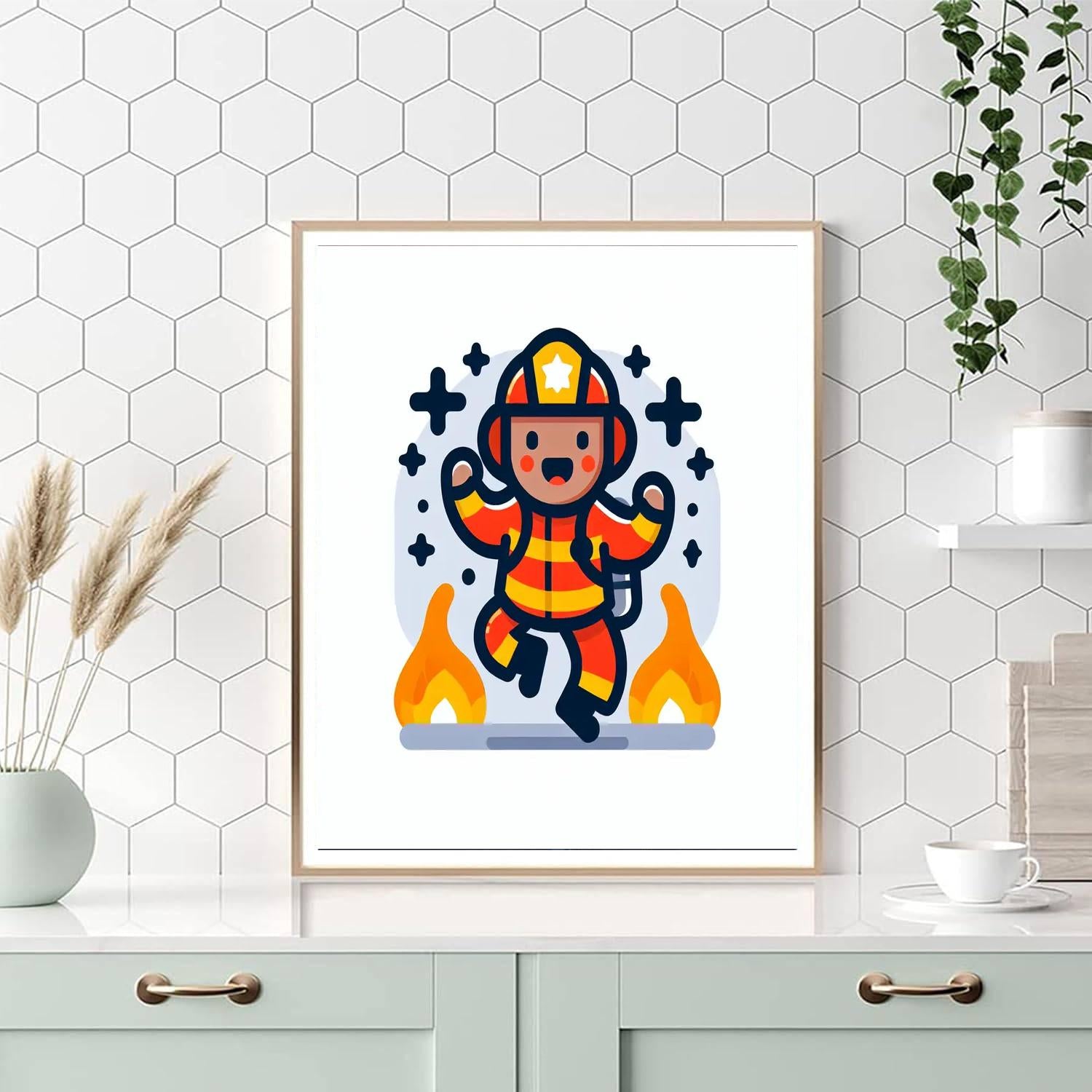 Dancing Firefighter DIY Paint By Numbers