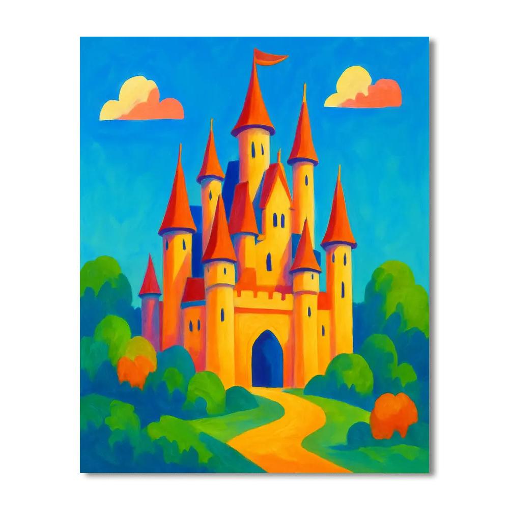 Castle's Majestic Horizon Number Painting