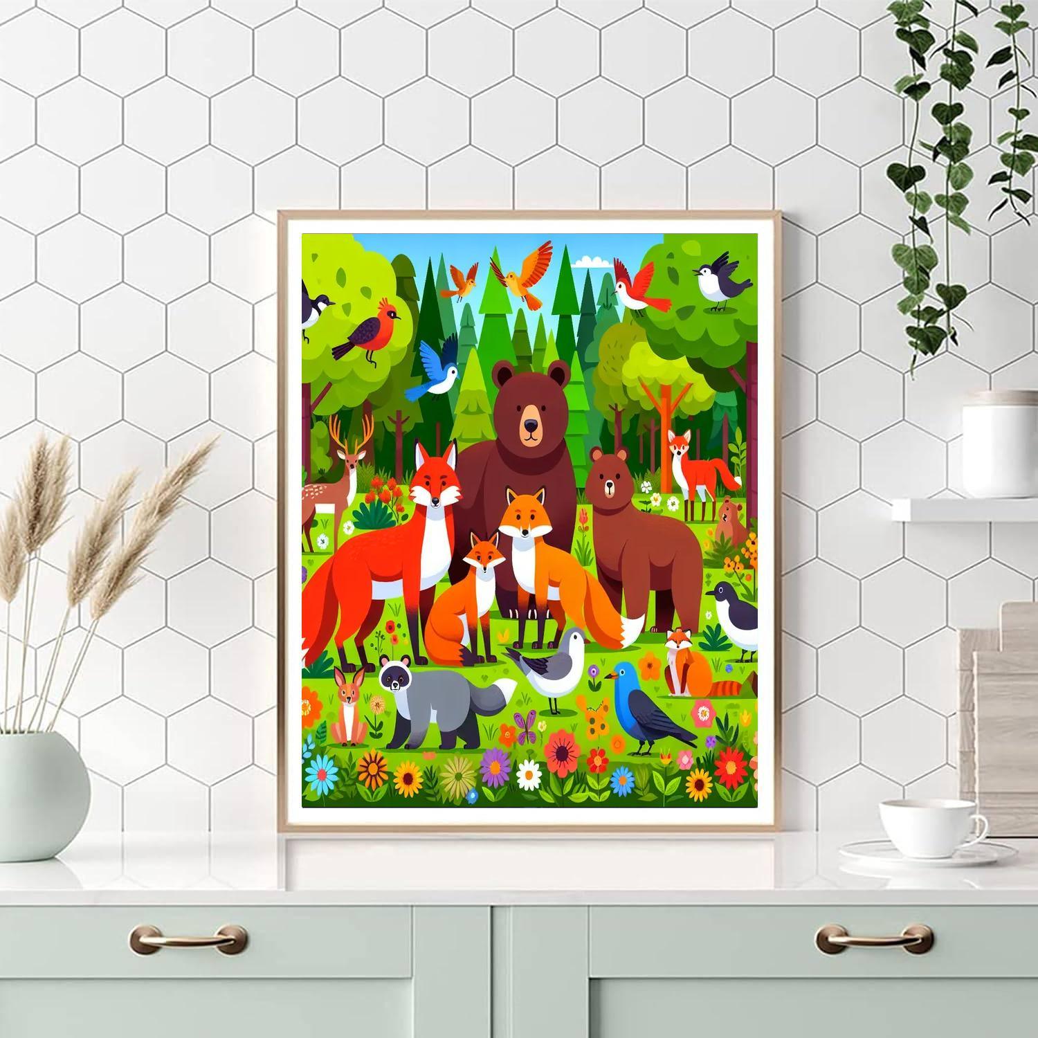 Forest Animal Kingdom Number Painting