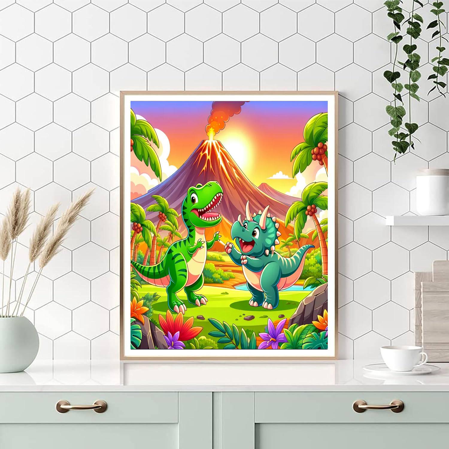 Friendly Dinosaurs Expedition Number Painting