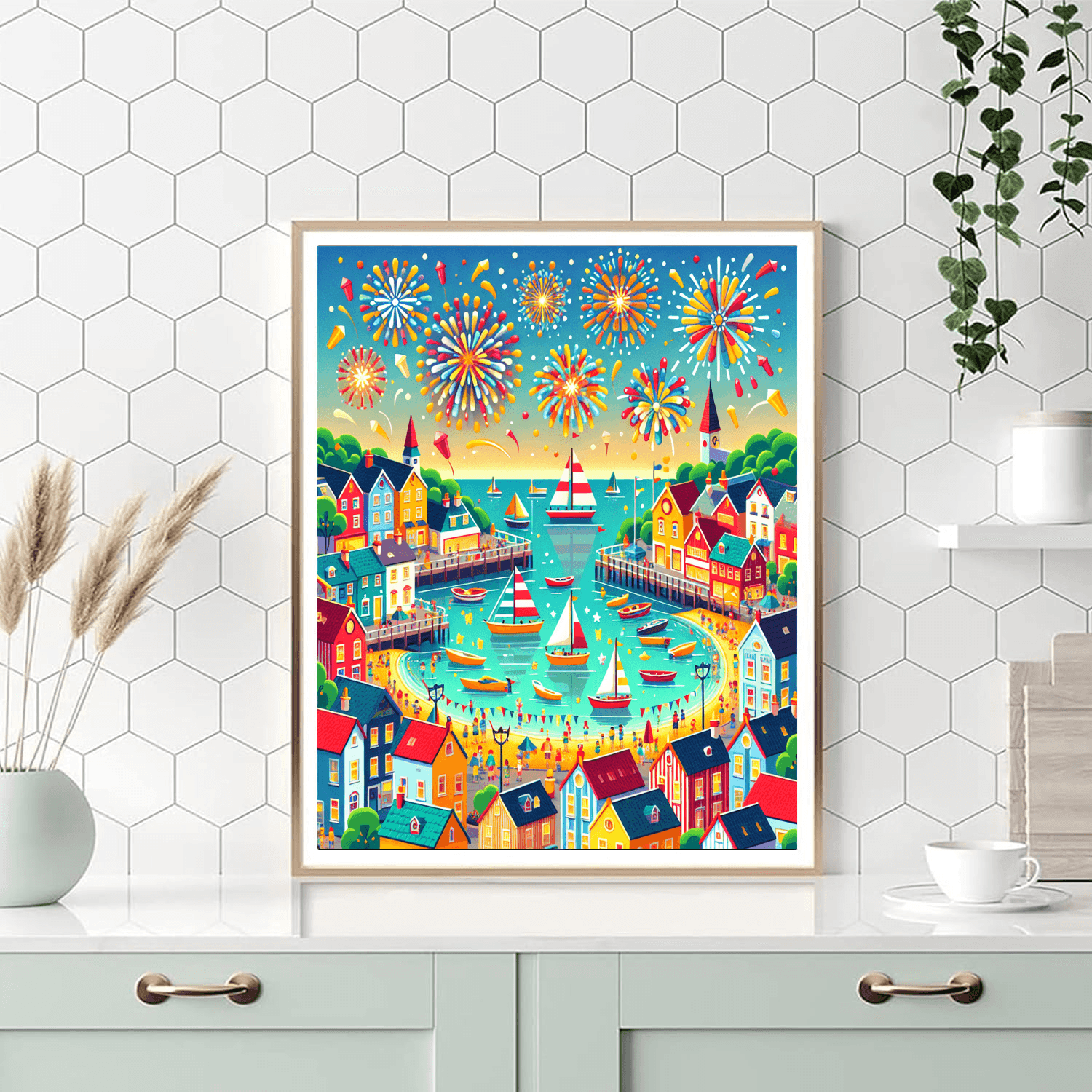 Seaside Village Festival Paint By Numbers Art