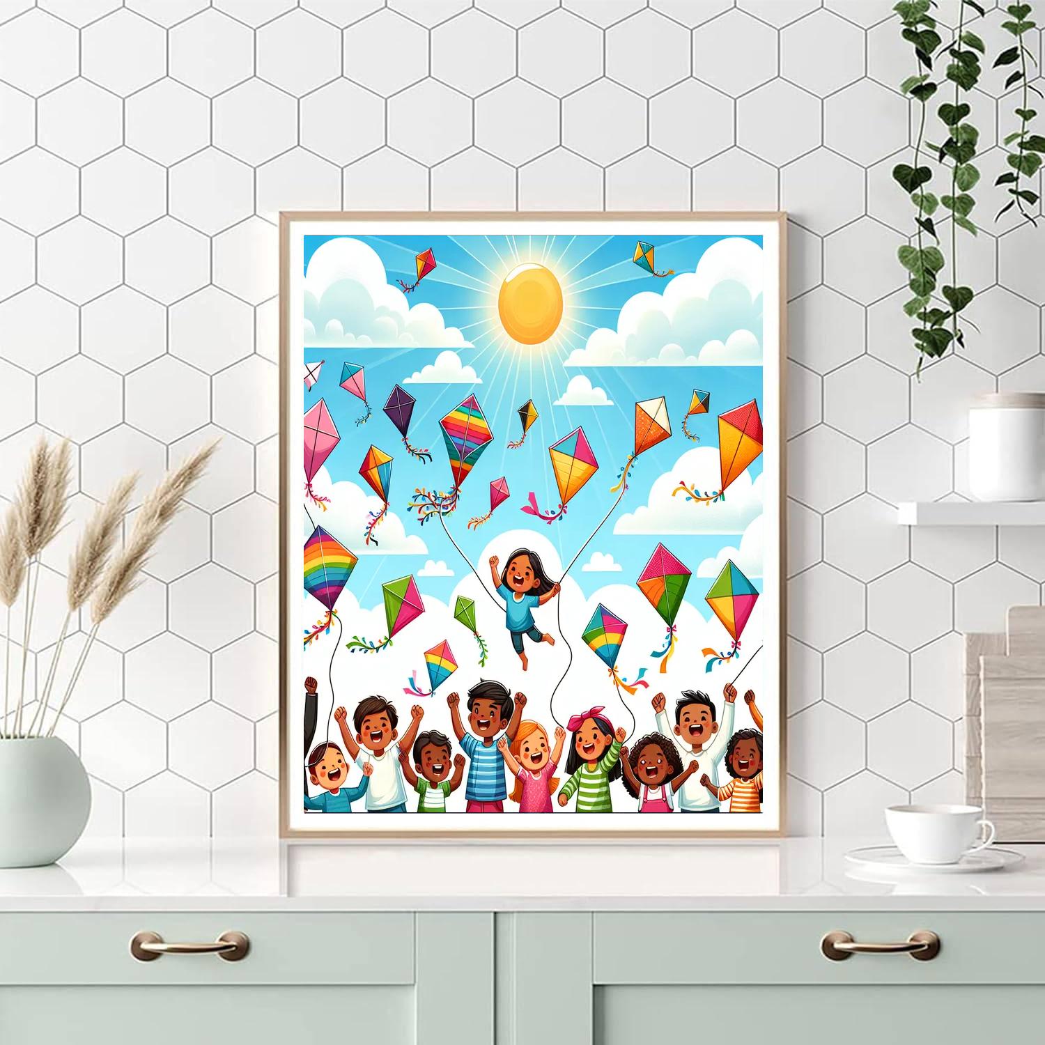 Vibrant Colorful Kites Painting By Numbers Kit