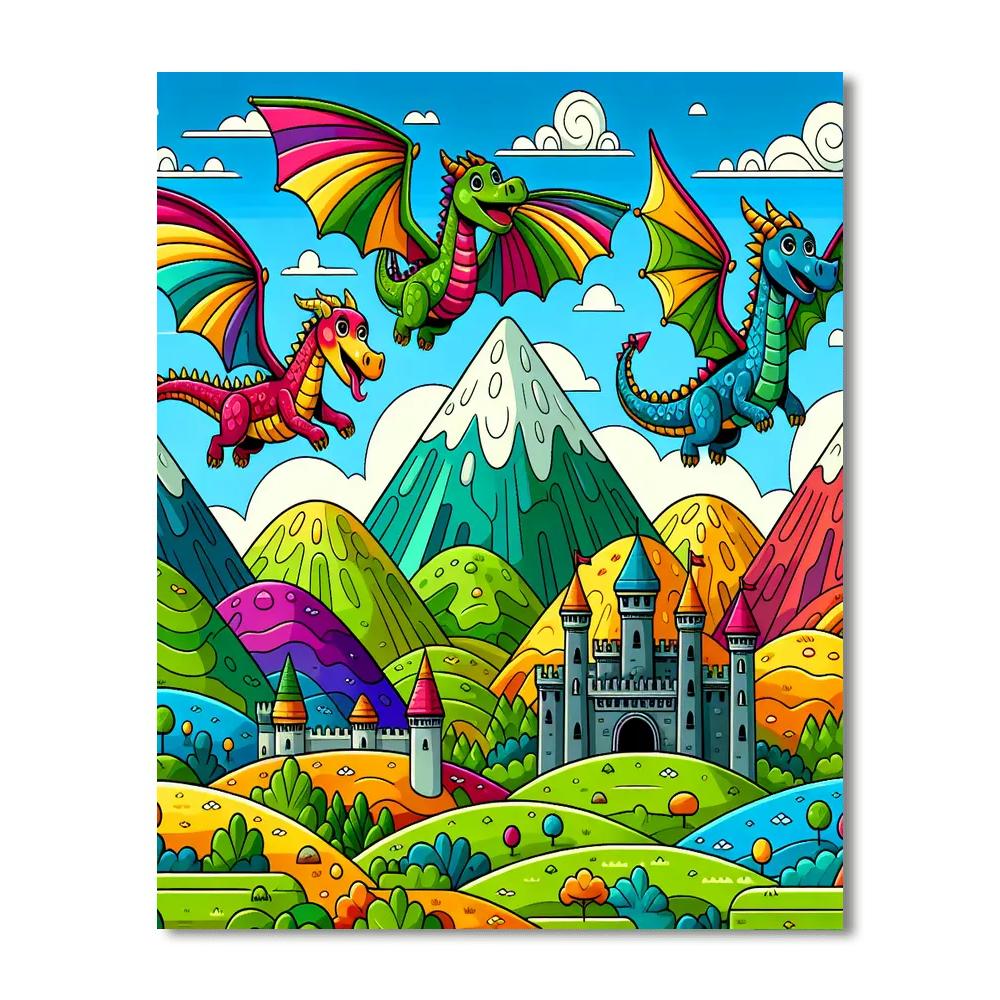 Adventure With Dragons DIY Paint By Numbers