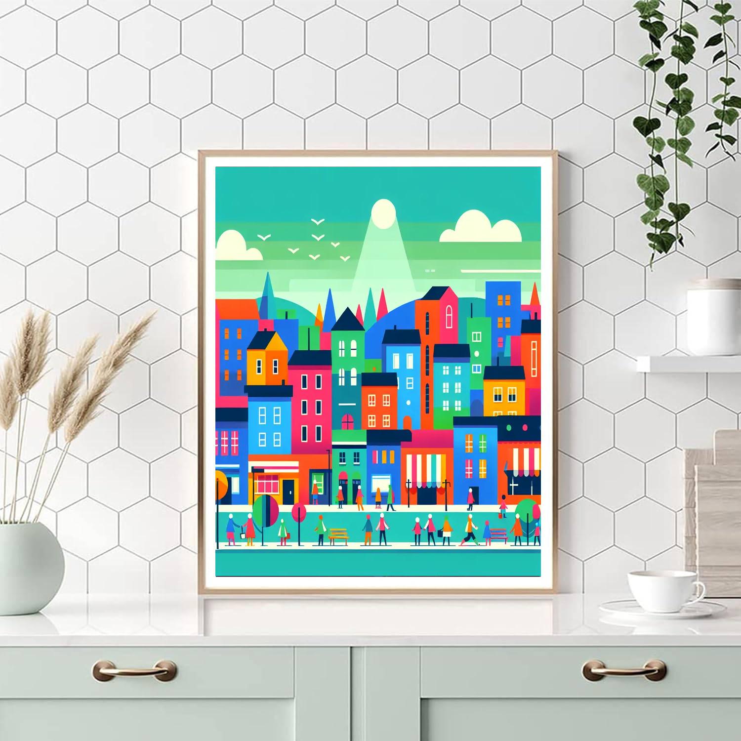 Creative Town Builder Paint By Numbers Kits