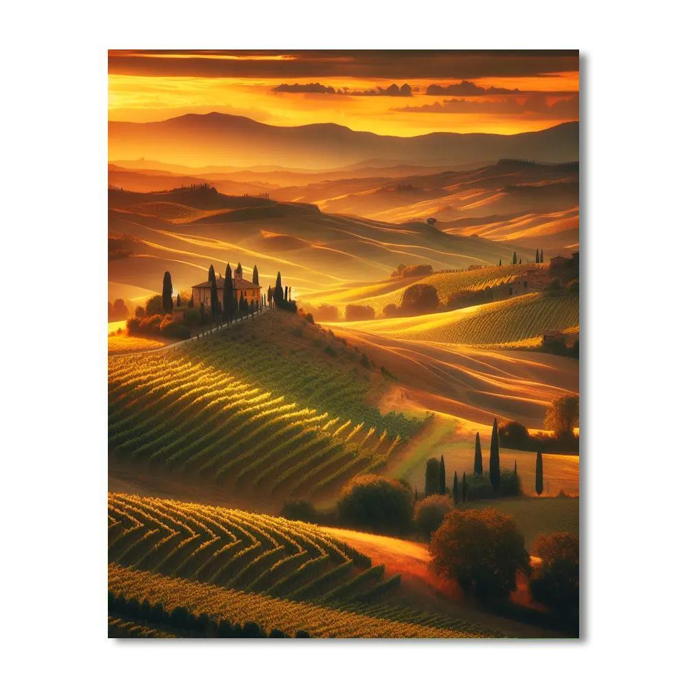 Romantic Tuscan Landscape Paint By Numbers Art