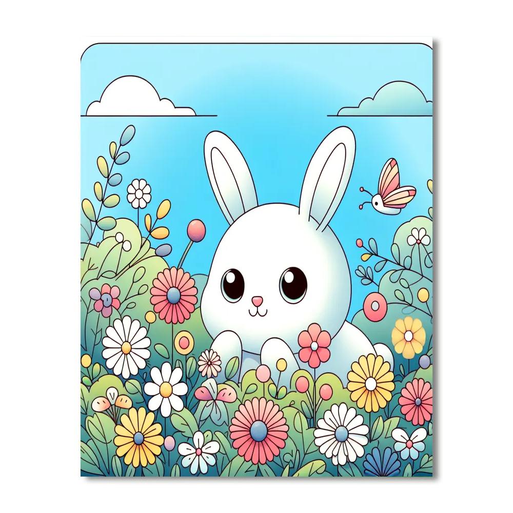 Whimsical White Rabbit Paint By Numbers Art