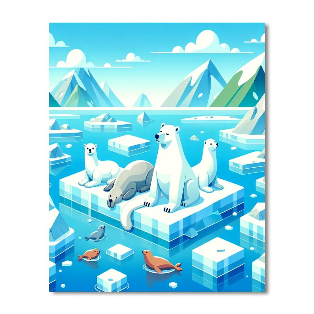 Arctic Wildlife Wonderland Number Painting