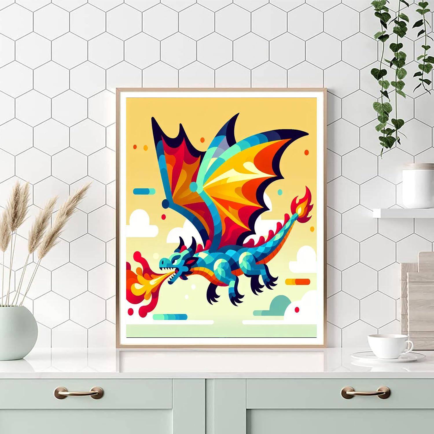 Fantastic Fire-breathing Dragon Paint By Numbers Art