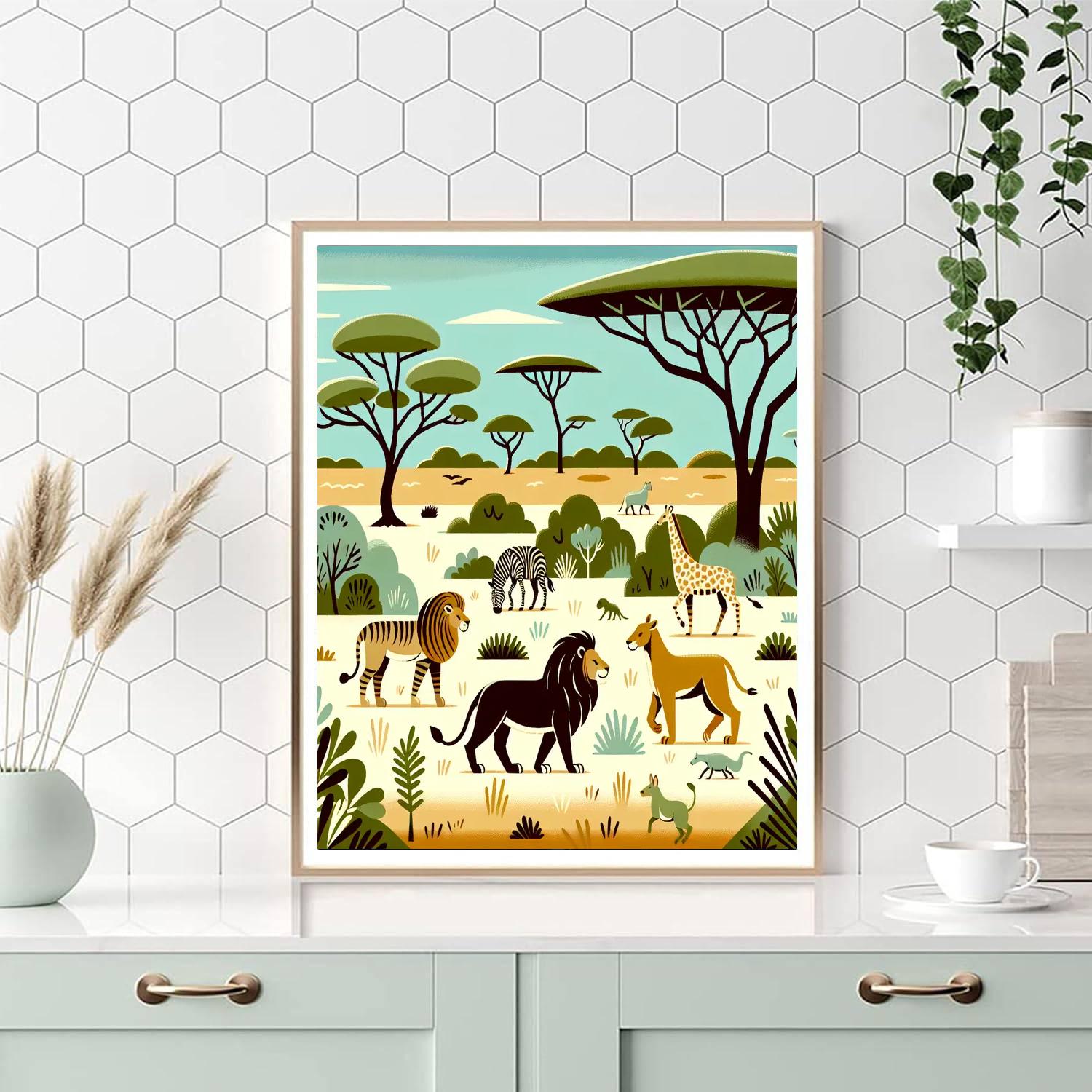 Safari Adventure Scene DIY Paint By Numbers