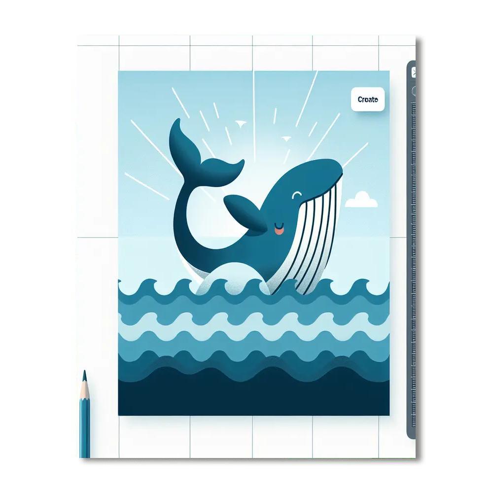 Whale's Whimsical Wave Number Painting