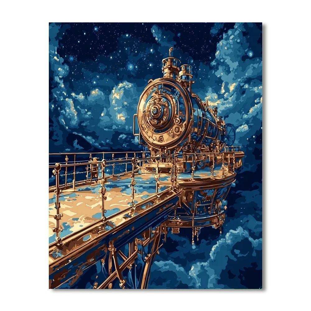 Jules Verne Inspired Steampunk Celestial Exploration  DIY Paint By Numbers