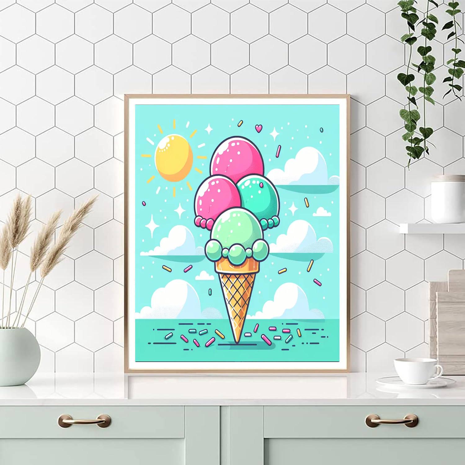 Creative Ice Cream Cone Painting By Numbers Kit