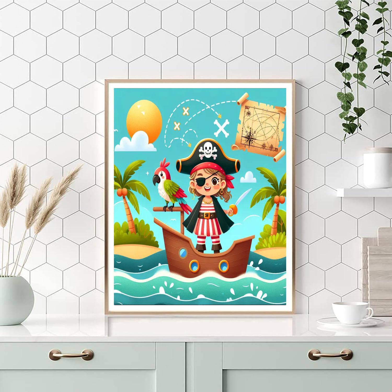 Pirate Ship Treasure Voyage DIY Paint By Numbers