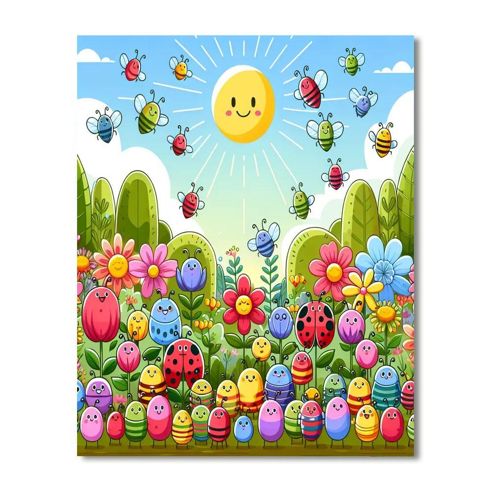 Silly Bug Parade Paint By Numbers Art